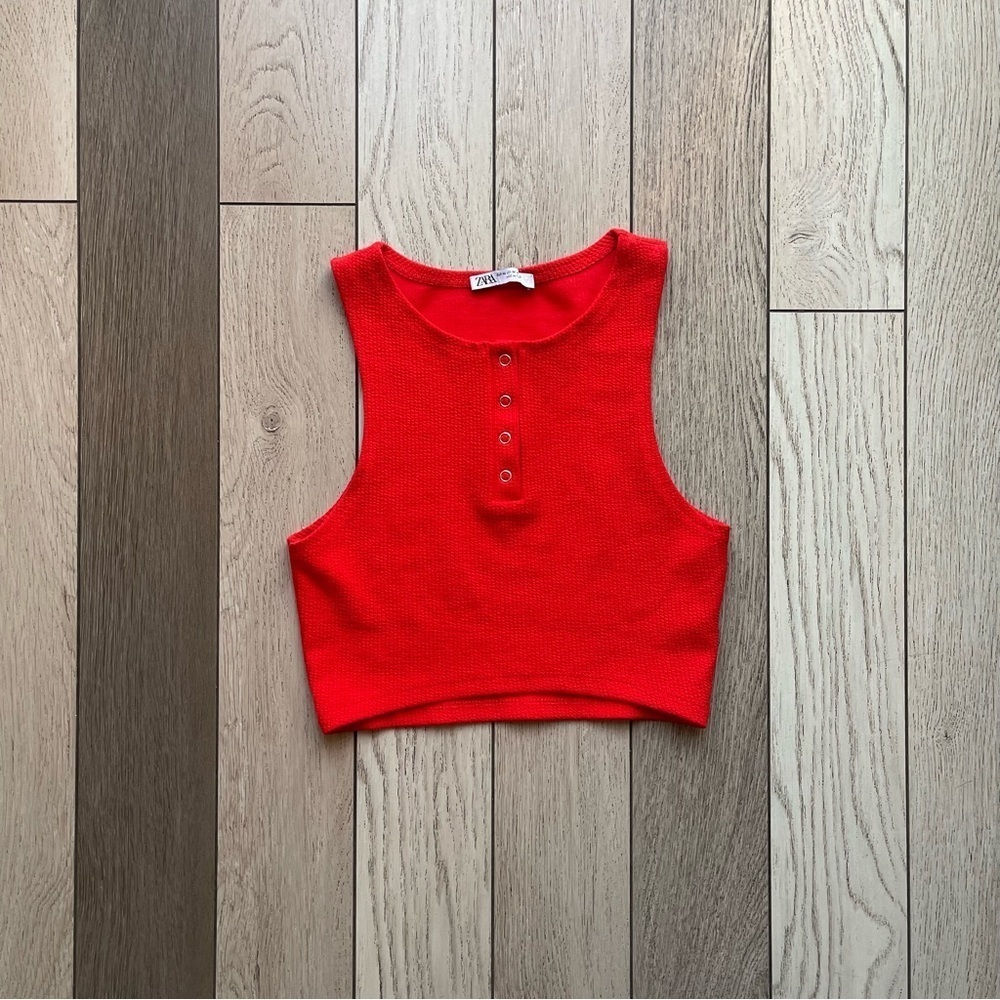 Zara Red Sleeveless Crop Top